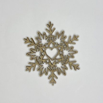 Сніжинка з Сердечком (новорічна конопляна прикраса) 100×100 мм