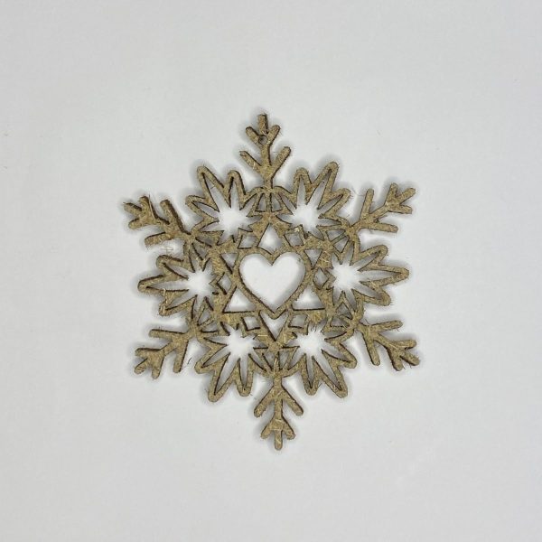 Сніжинка з Сердечком (новорічна конопляна прикраса) 100×100 мм