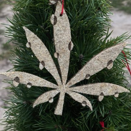 Ялинка декоративна (новорічна конопляна прикраса) 190×175 мм на ялинці